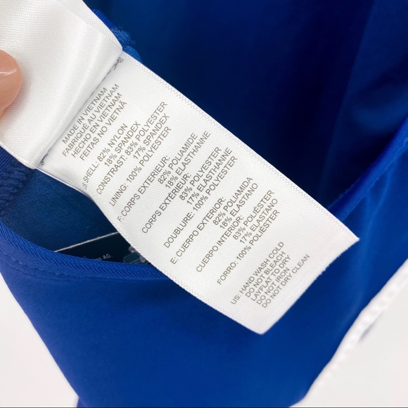 NWT Adidas Core Logo 3 Stripe One Piece Swim Blue - Picture 7 of 11